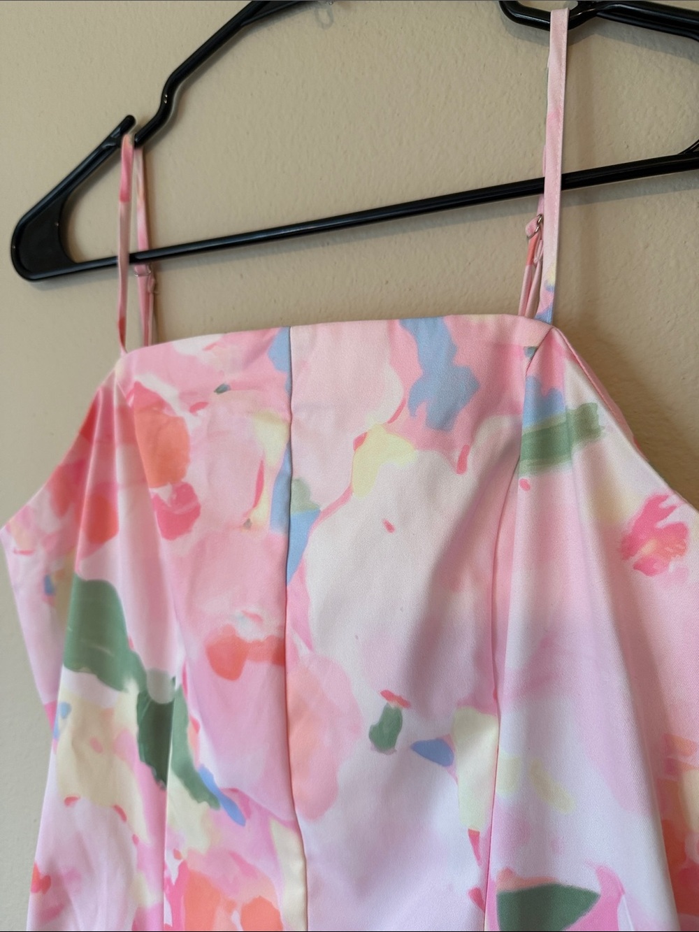 RIHOAS Pastel Watercolor Floral Midi Dress in Pink, Green and Coral - Picture 4 of 6